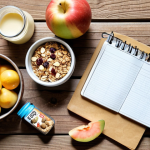 **Image Prompt:** A colorful flat lay featuring healthy snacks arranged on a rustic wooden table. Include fresh fruits (berries, melon, apple slices with peanut butter), Greek yogurt with granola and honey, a small bag of mixed nuts and seeds, and a homemade energy bar. In the background, a reusable water bottle and a small notebook with a pen, suggesting planning and preparation. The overall mood should be bright, inviting, and emphasizing a "guilt-free" and delicious snack break. Style: Food photography, high resolution, natural light.