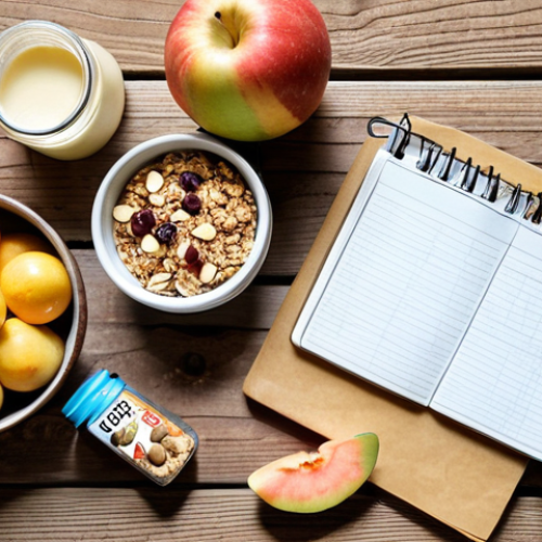 Home 8 **Image Prompt:** A colorful flat lay featuring healthy snacks arranged on a rustic wooden table. Include fresh fruits (berries, melon, apple slices with peanut butter), Greek yogurt with granola and honey, a small bag of mixed nuts and seeds, and a homemade energy bar. In the background, a reusable water bottle and a small notebook with a pen, suggesting planning and preparation. The overall mood should be bright, inviting, and emphasizing a "guilt-free" and delicious snack break. Style: Food photography, high resolution, natural light.